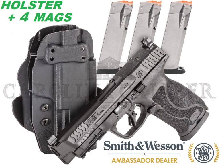 S&W M&P10MM M2.0 10MM BLACK 4.6″ 13731 HOLSTER + 4 MAGS BUNDLE